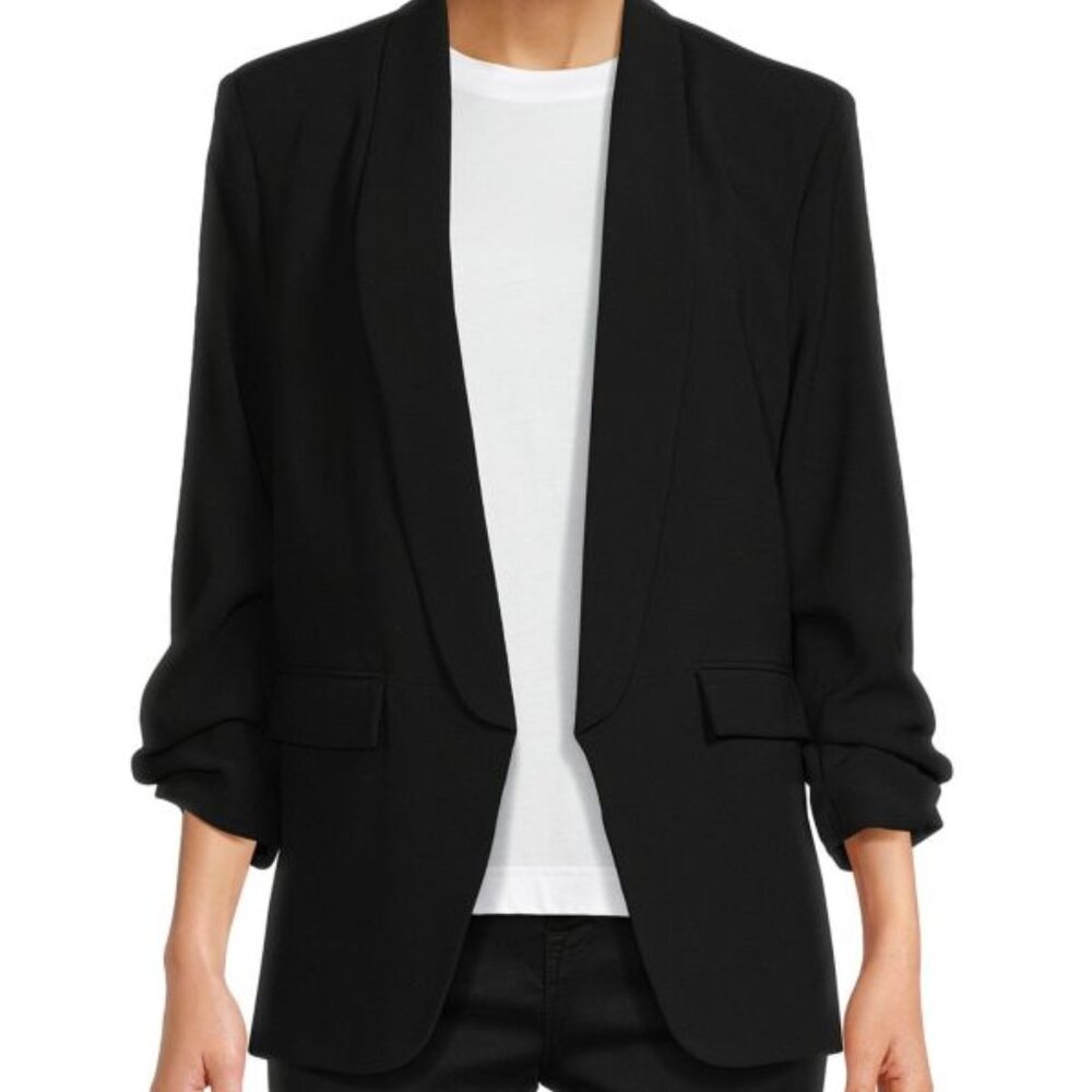 Black Women's Blazer with Scrunched Sleeves